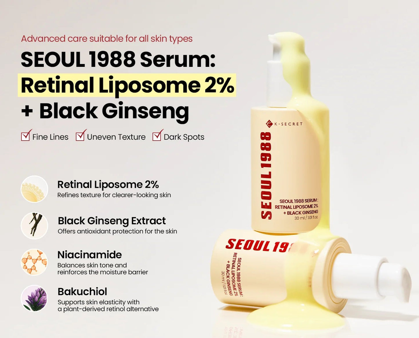 KSECRET - SEOUL 1988 Serum : Retinal Liposome 2% + Black Ginseng